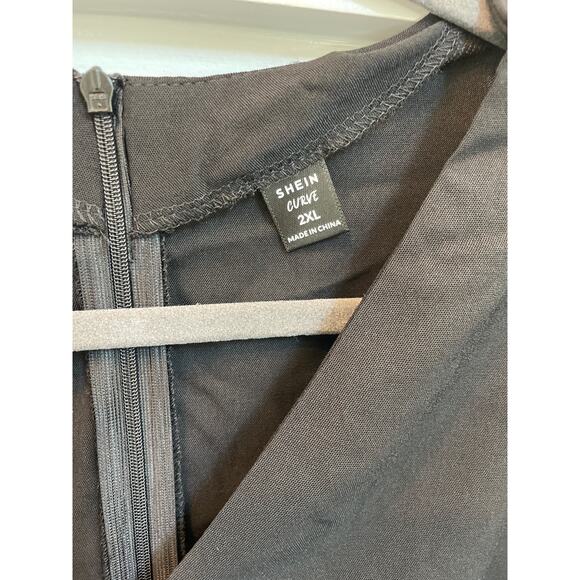 NWOT SHEIN Curve Clasi Plus Contrast Mesh Belted Jumpsuit, 2XL - Picture 4 of 6